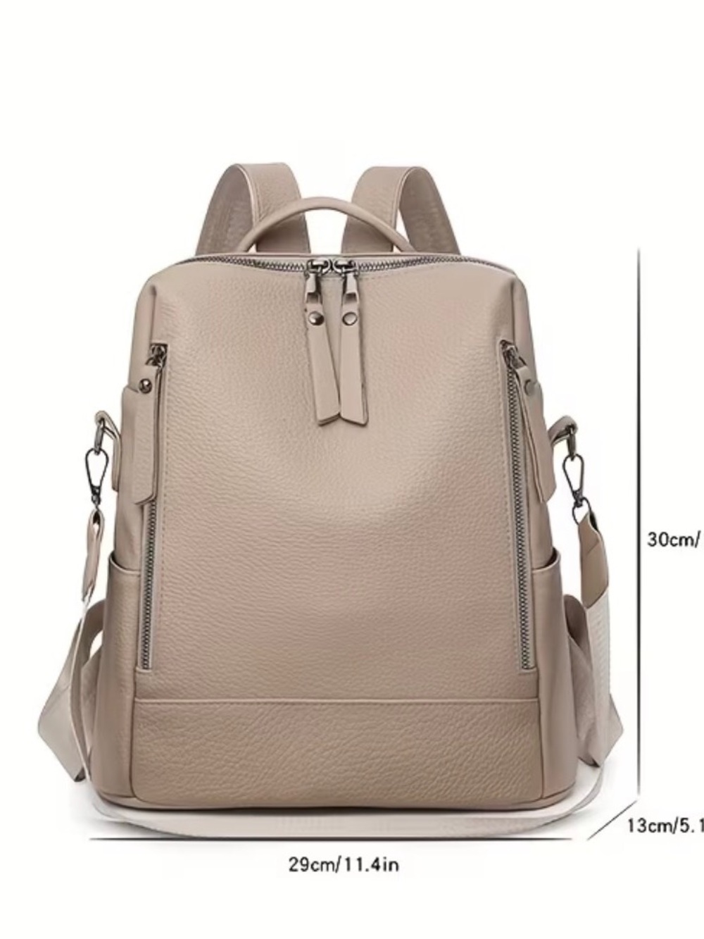 Creamy-White Women's Leather Backpack Purse - Picture 6 of 8